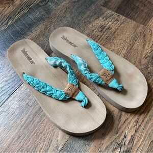 ~*~ Tidewater Braided Flip Flops Harbor Pool Blue 9 ~*~